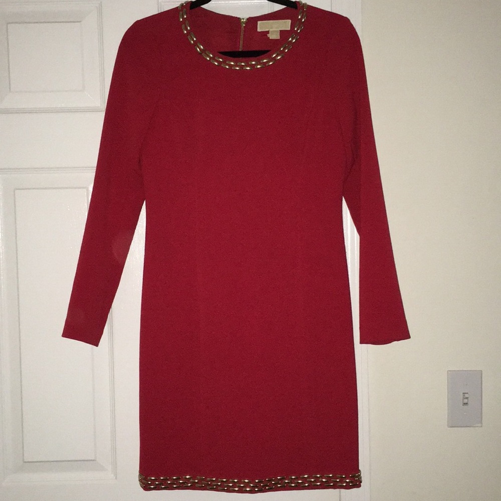Michael Kors Red Oblong Studded Dress - Picture 4 of 4